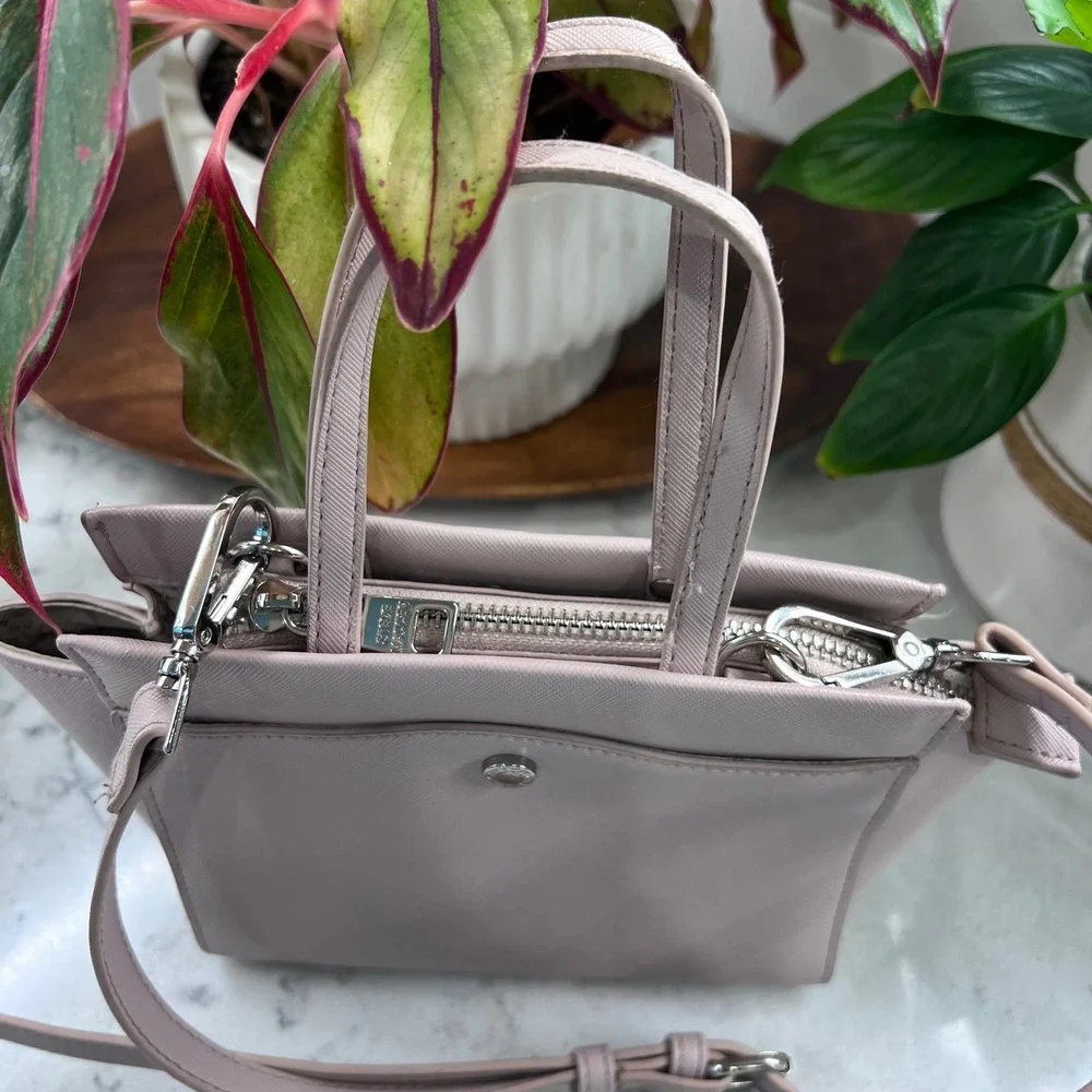 Steve Madden Dusty Pink Saffiano Vegan‎ Leather Winged Satchel Crossbody Bag
